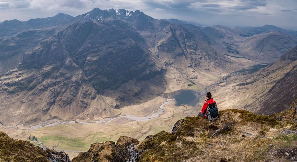 Bidean nam Bian from Aonach Eagach Ridge in Glencoe in the Highlands of Scotland