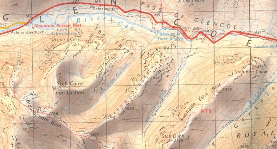 Map for Bidean nam Bian in Glencoe