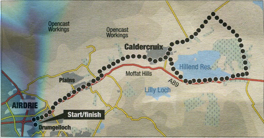 Route Map of Airdrie and Hillend Reservoir
