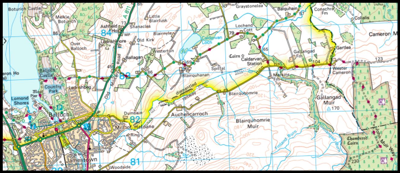 Map of Route from Finnich Toll to Balloch