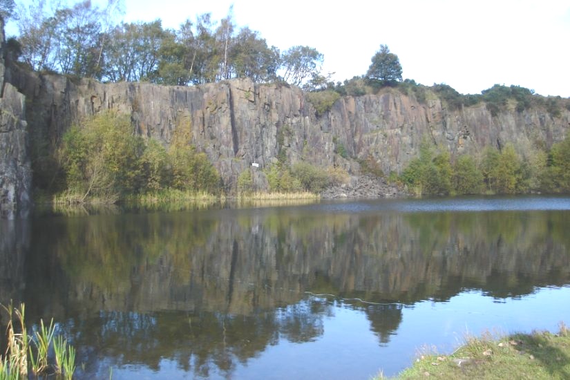 Flooded old quarry at Auchinstarry Park at Kilsyth