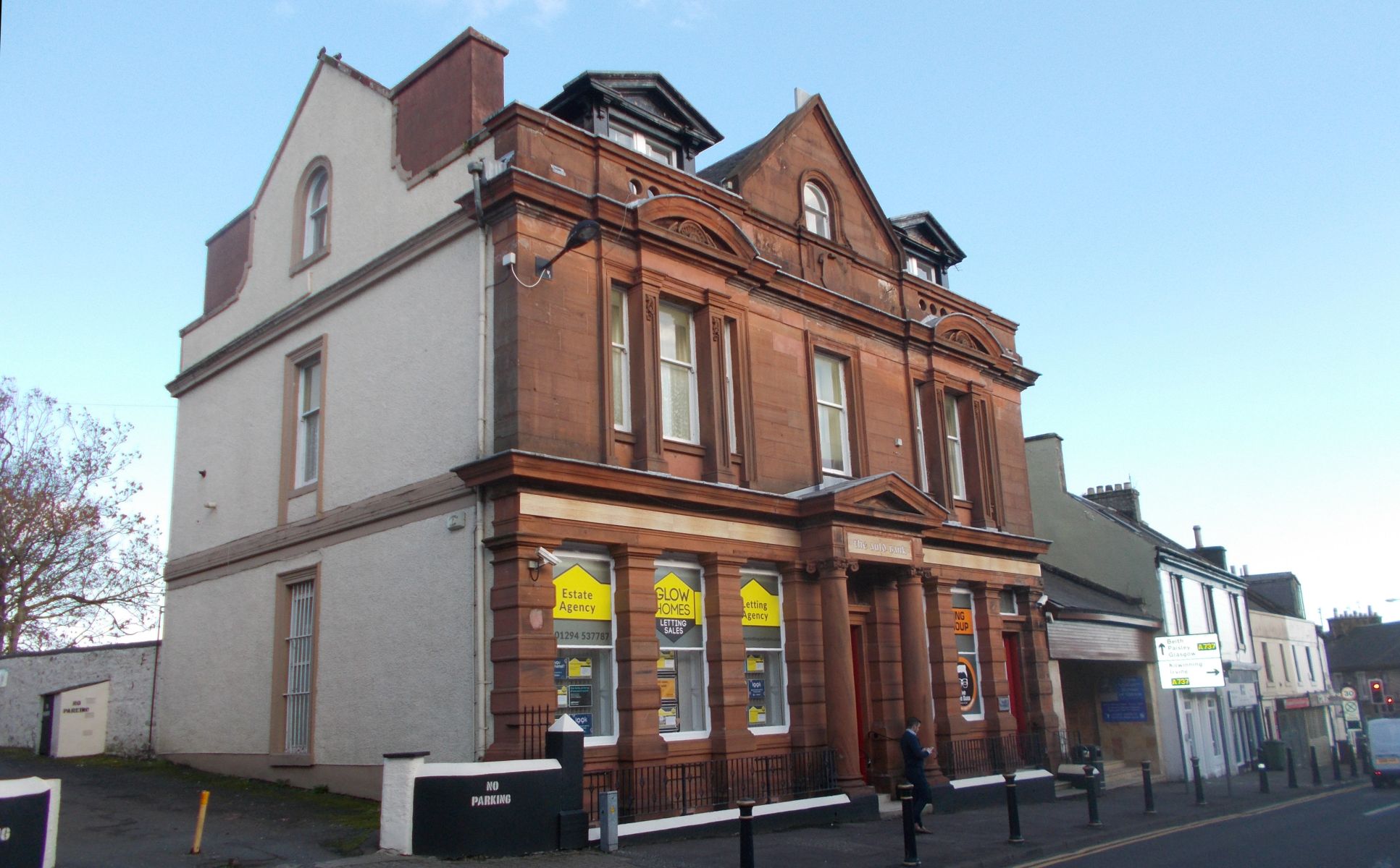 The "Auld Bank" - Red Sandstone Building in Dalry