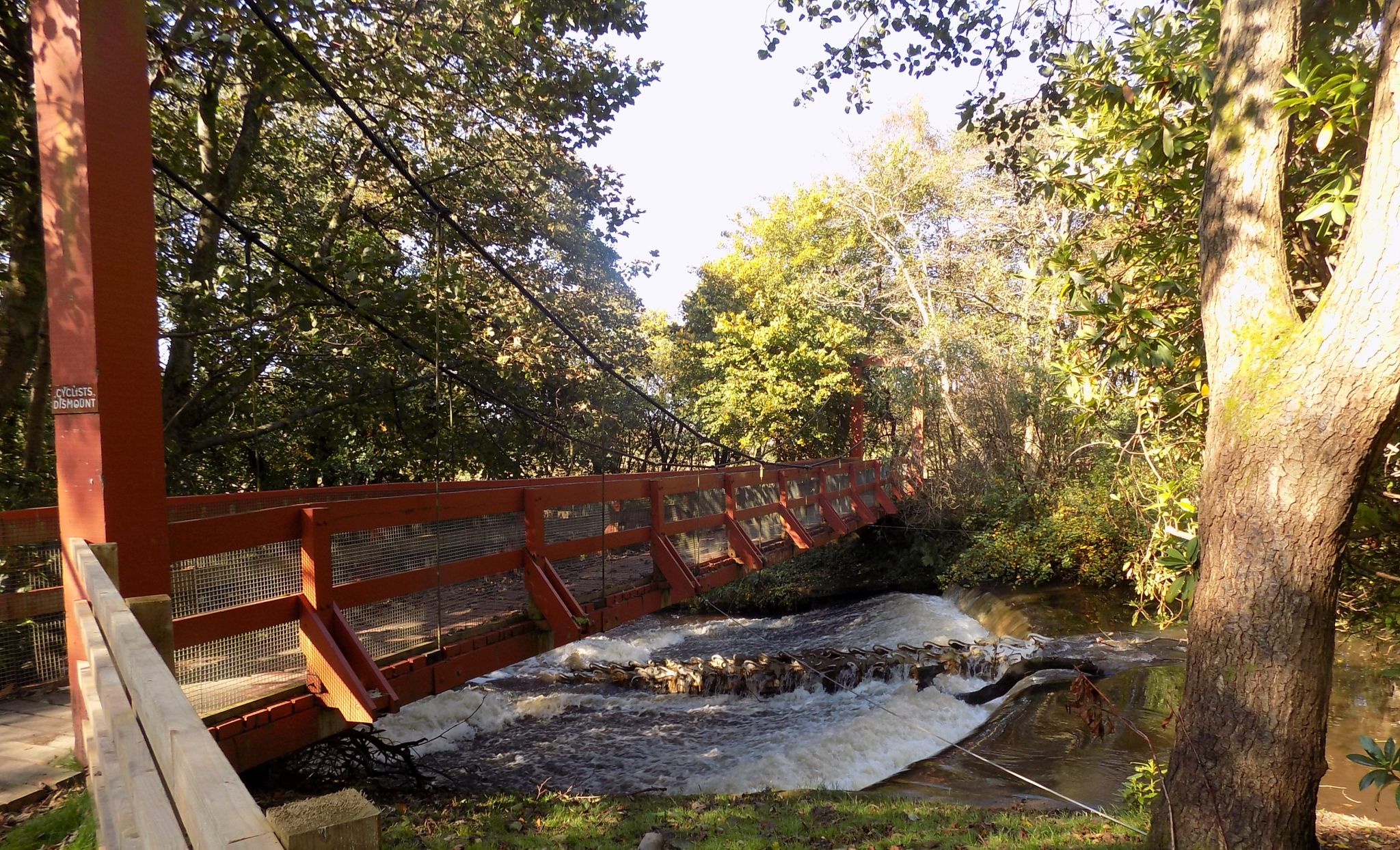 Suspension Bridge over the Lugton Water in Eglinton Country Park