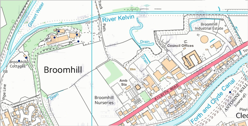Map of Broomhill at Kirkintilloch