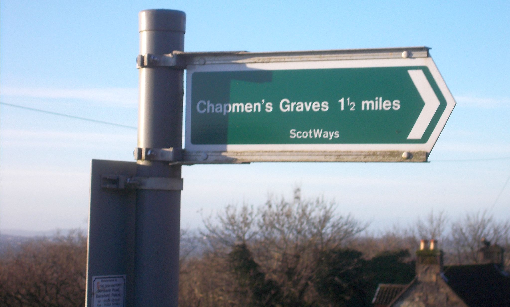 Signpost at start of trail to Chapmen's Graves on route to Laird's Hill