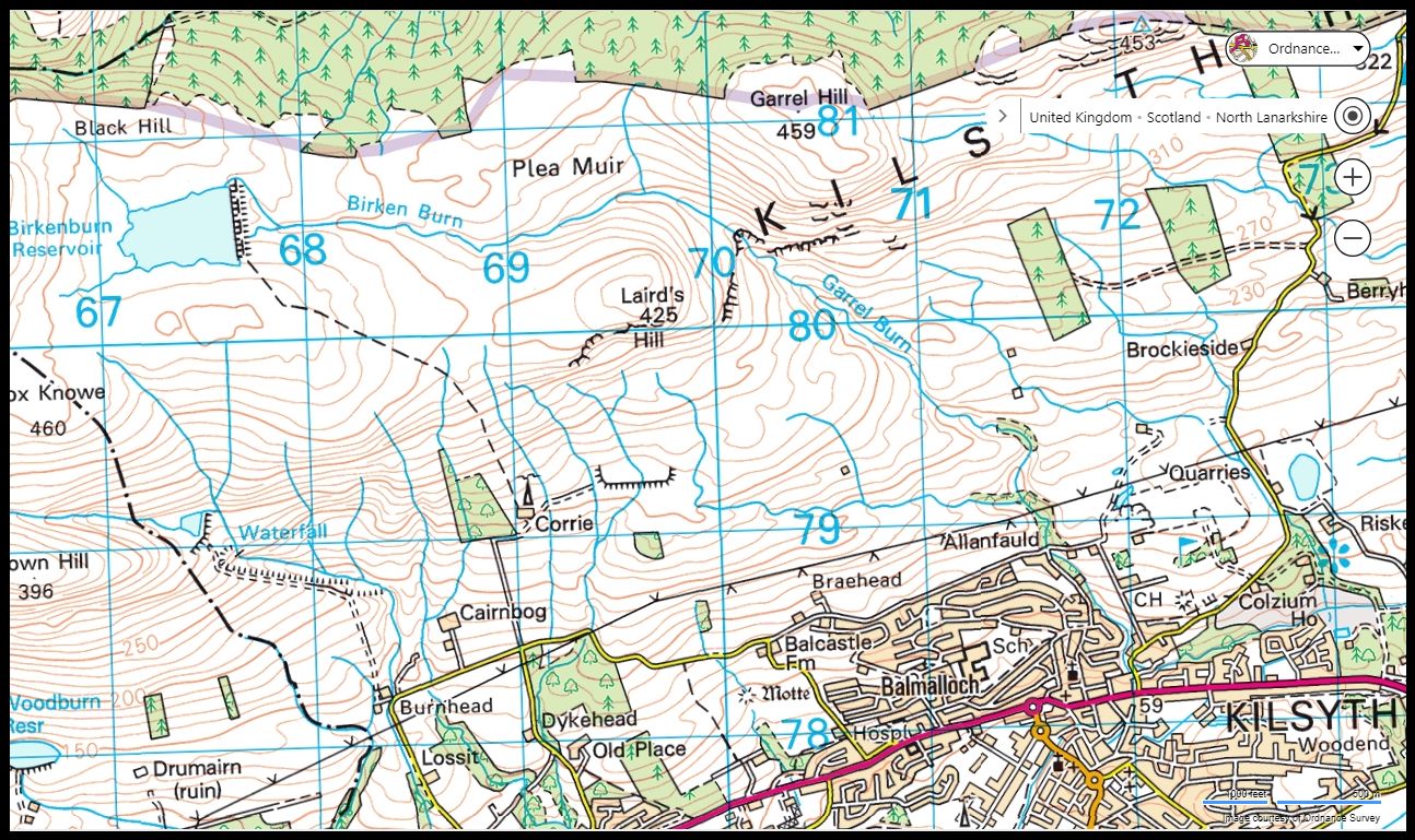Map of Kilsyth Hills