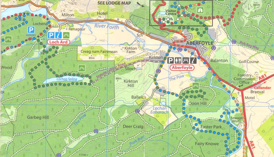 Map of Loch Spling and Doon Hill at Aberfoyle