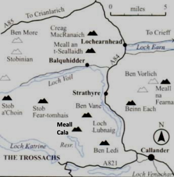 Location Map for Meall Cala