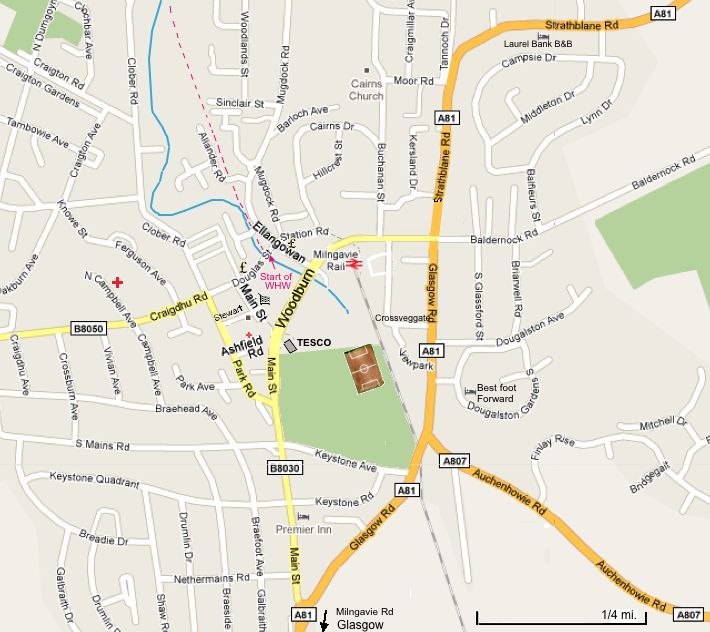 Map of Milngavie - Start of the West Highland Way