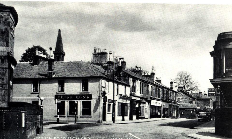 The Cross Keys and Station Road in Milngavie Town Centre