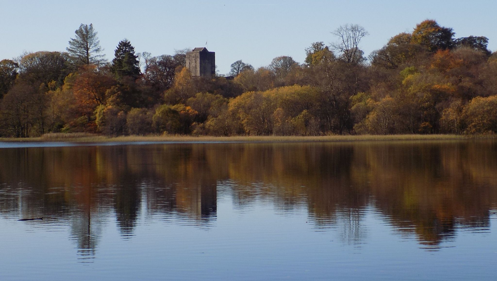 Mugdock Loch and Castle in Mugdock Country Park