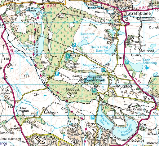 Location Map for Mugdock Country Park