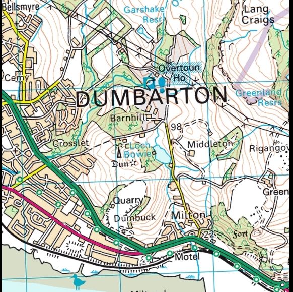 Location Map of Loch Bowie and Dun Hill