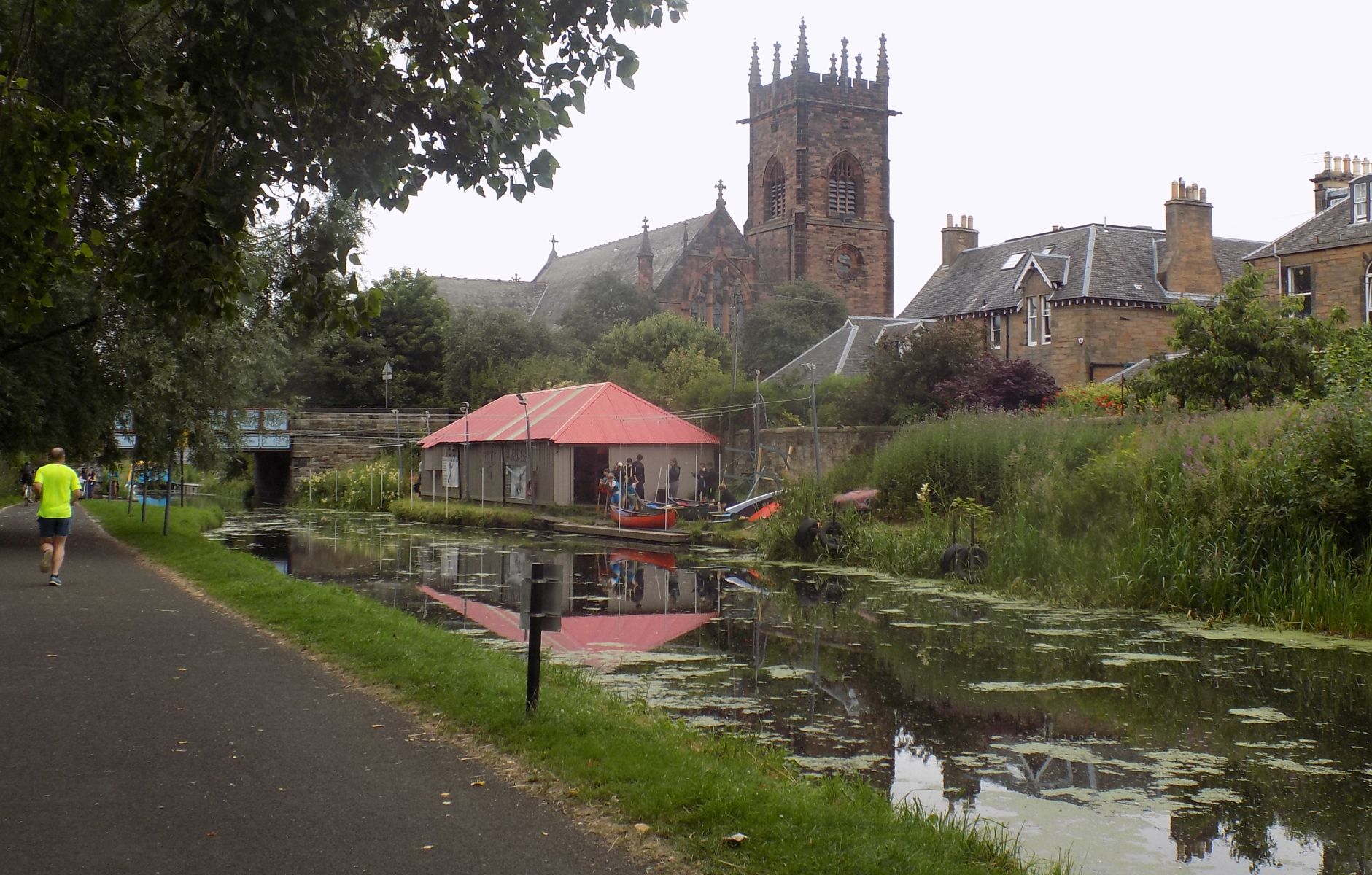 Church and boathouse on the Union Canal