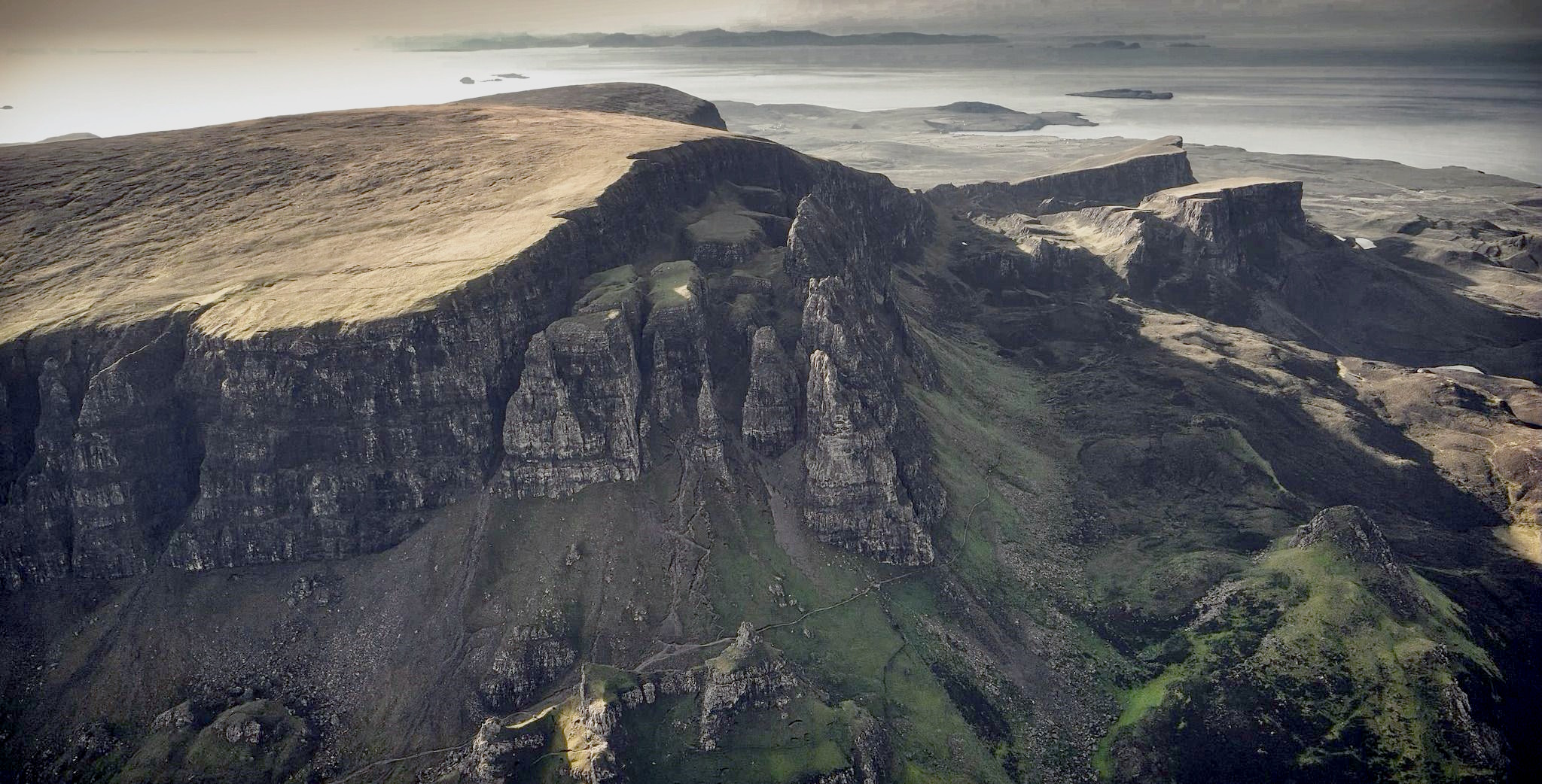 Aerial view of The Quiraing on the Isle of Skye
