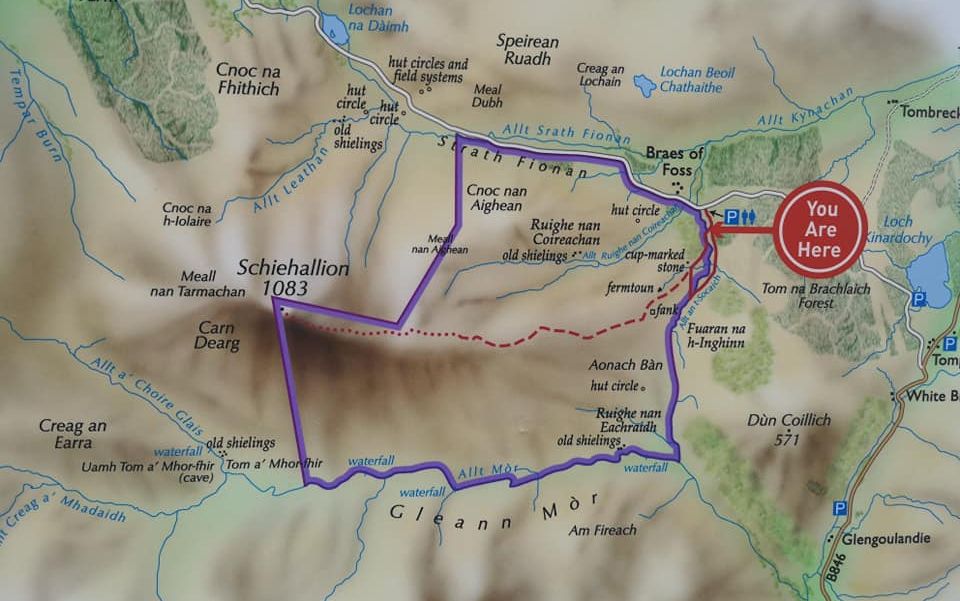 Map and access route for Schiehallion