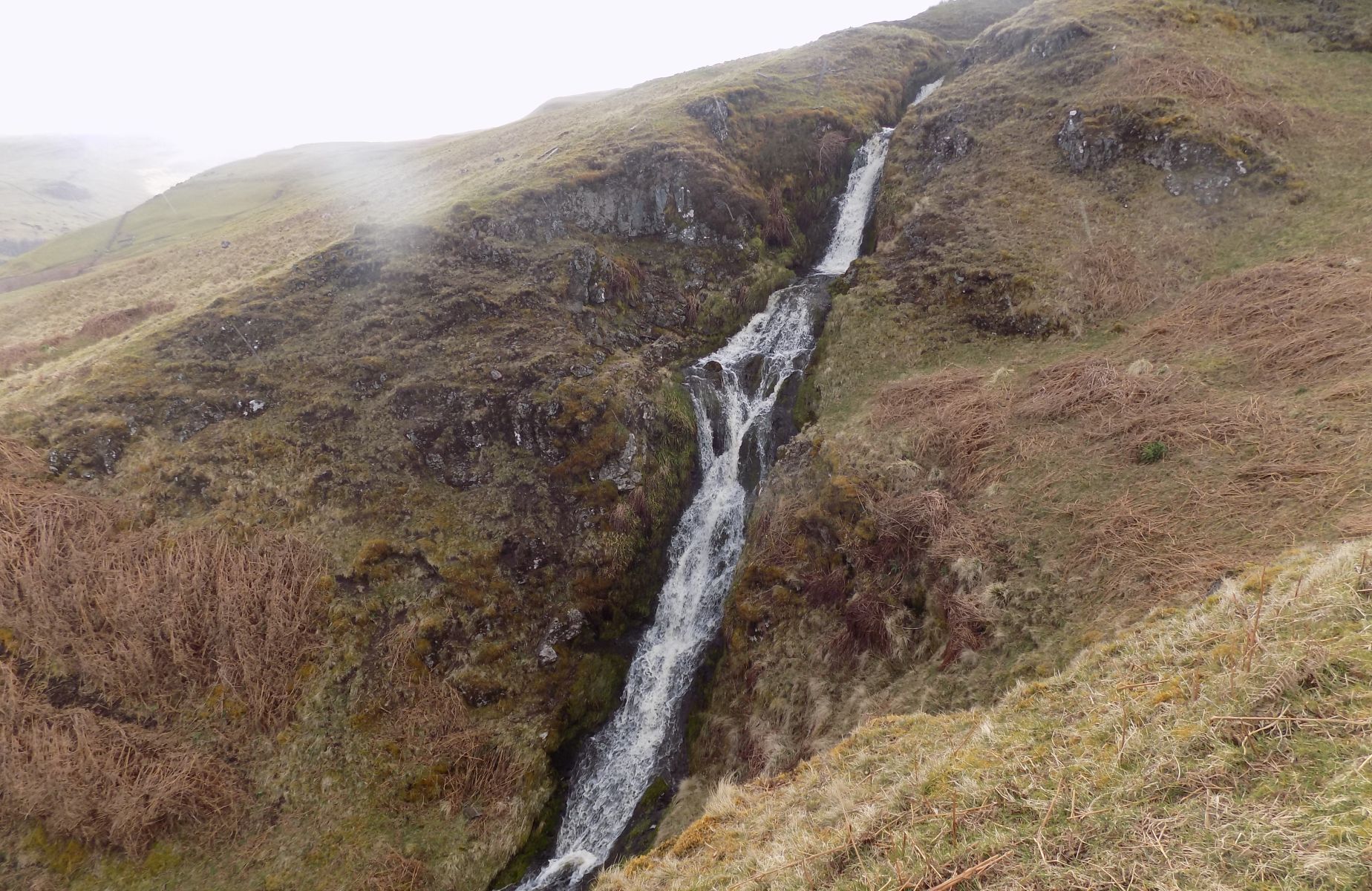 Waterfall on Balmenoch Burn in Fintry Hills on route to Double Craigs