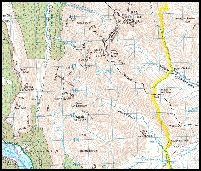 Map for Stuc a'Chroin and Beinn Each