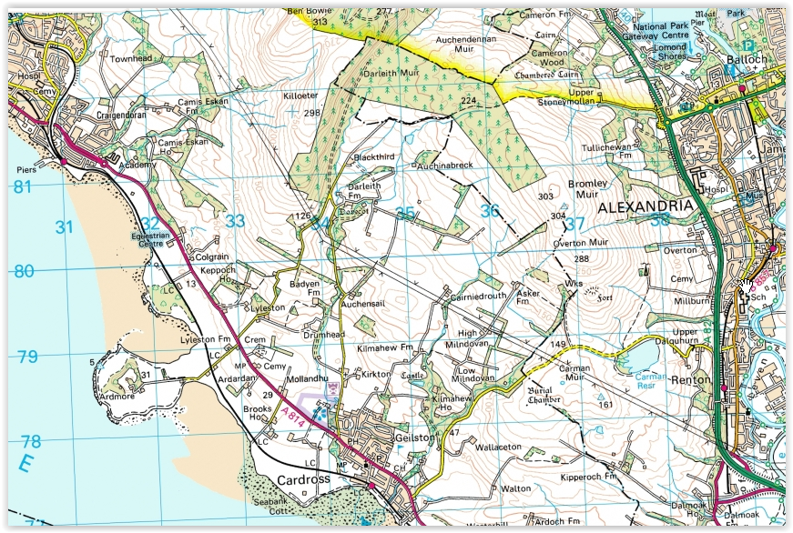 Map of Balloch to Craigendoran area