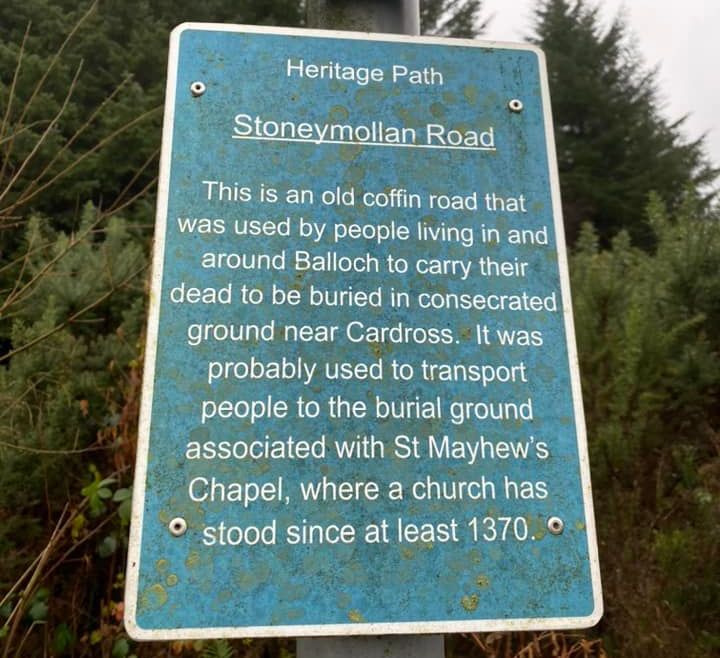 Sign on Stoneymollan Road