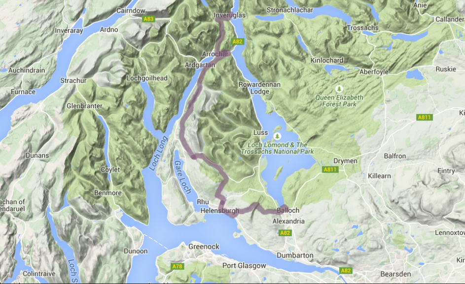 Map of the Three Lochs Way
