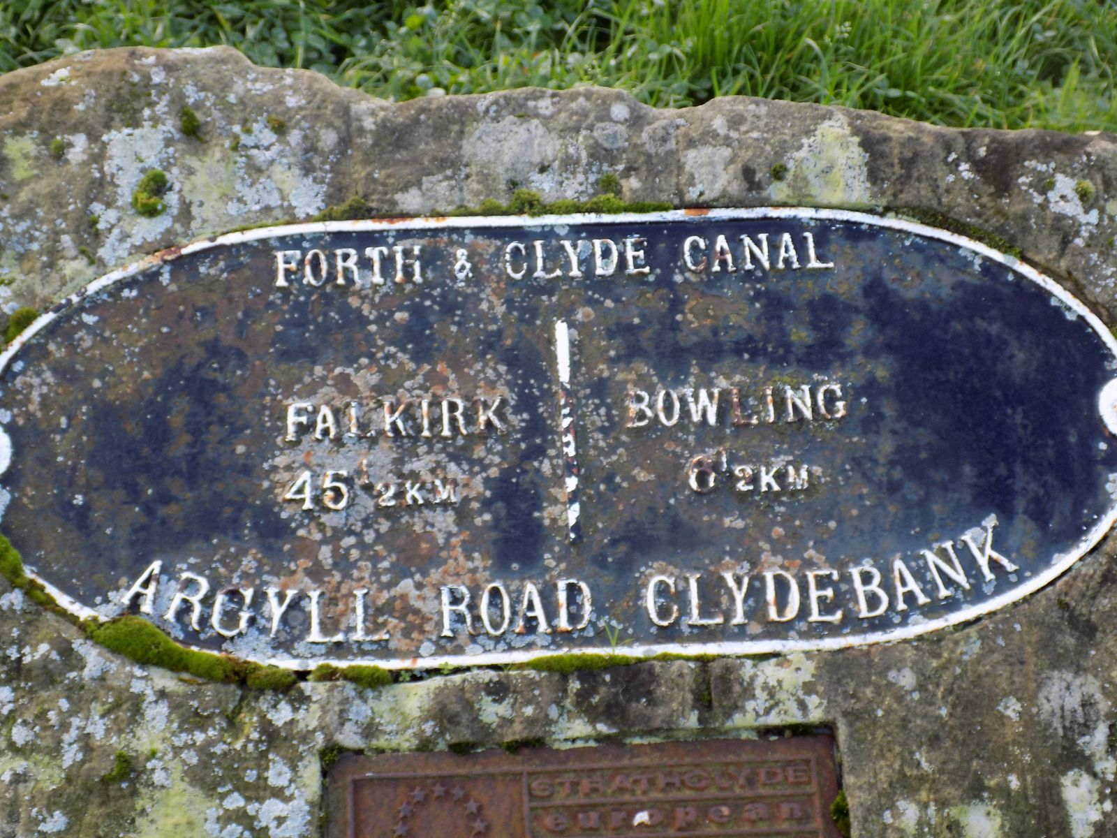 Plaque at the Forth and Clyde Canal in Clydebank