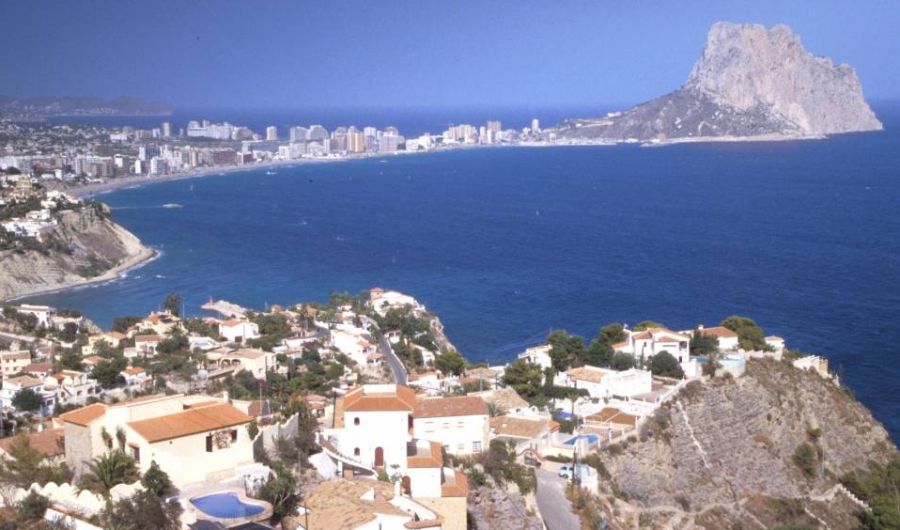 Calpe and Pen de Ifach ( Ifach Rock ) on the Costa Blanca in Spain