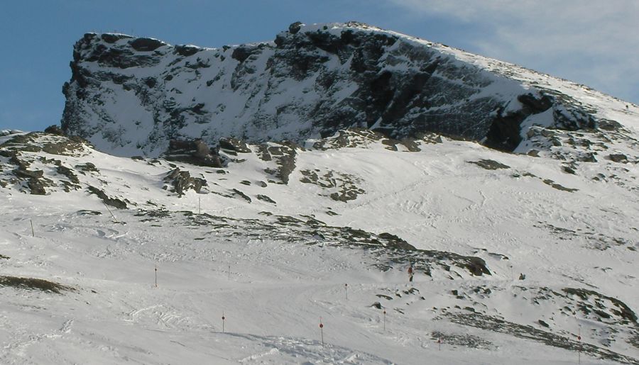 Veleta ( 3470m ) above Solynieve Ski Centre in the Sierra Nevada in Southern Spain