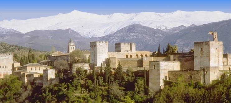 Sierra Nevada and the Alhambra in Granada in Southern Spain 