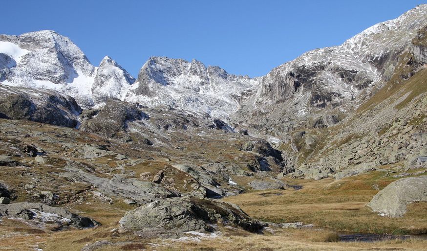 Alpine summits near Corona in SE Switzerland