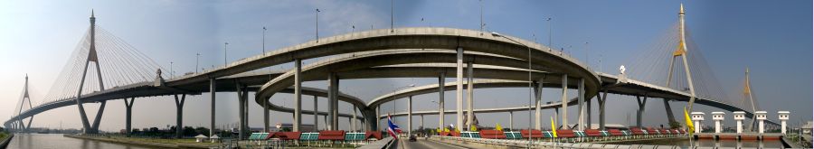 Dipangkorn Rasmijoti Bridge ( Mega Bridge ) over the Chao Phraya River in Bangkok