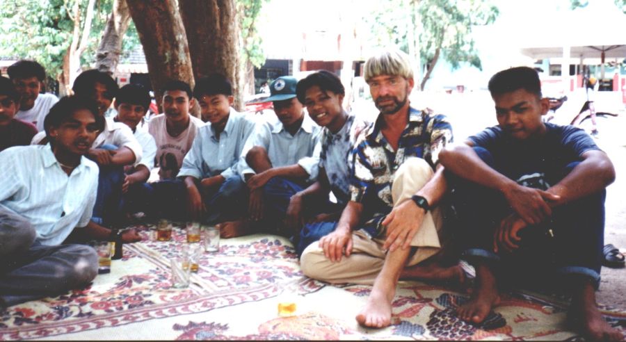 Thai People at Picnic in the Hot Springs Park at Ranong