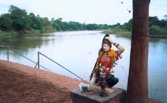 Shrine on Nan River at Uttaradit in Northern Thailand