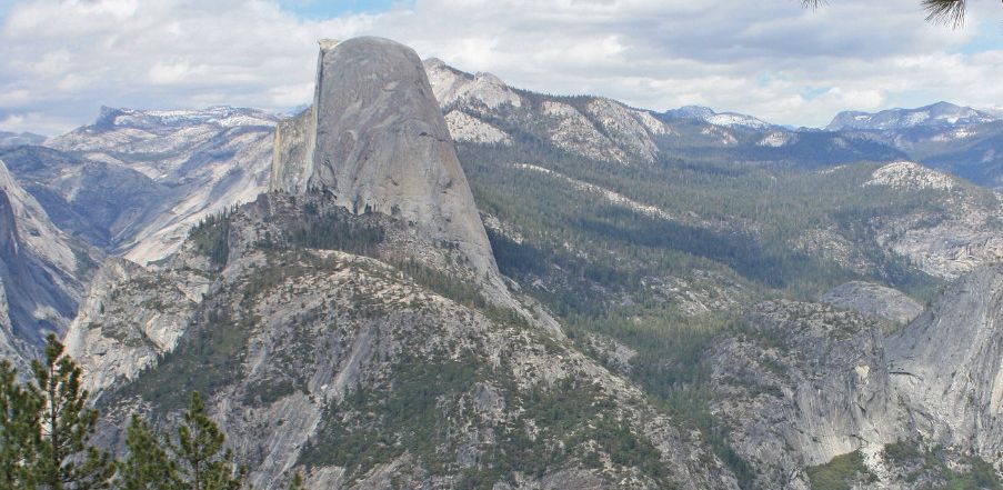 Half Dome granite monolith in Yosemite Valley National Park in California