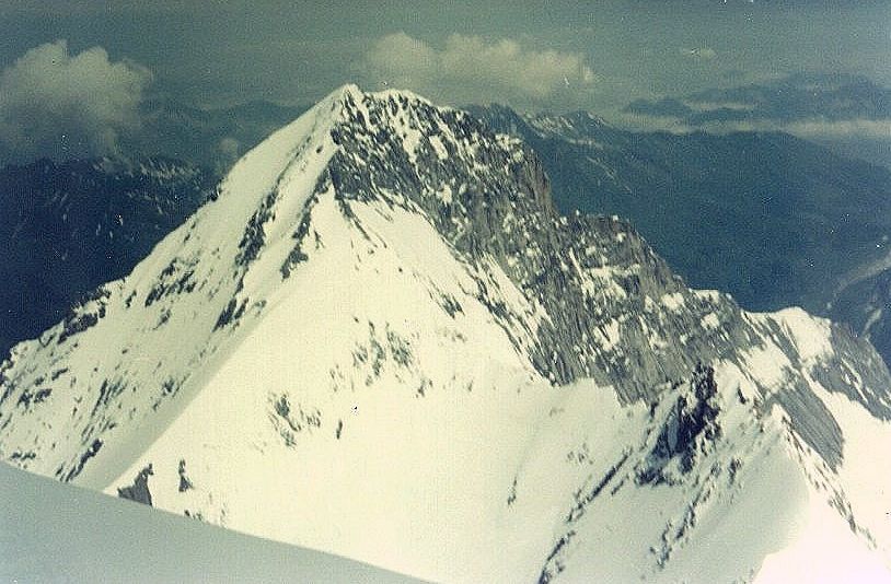 West Flank ( normal route of ascent ) of the Eiger from the Monch