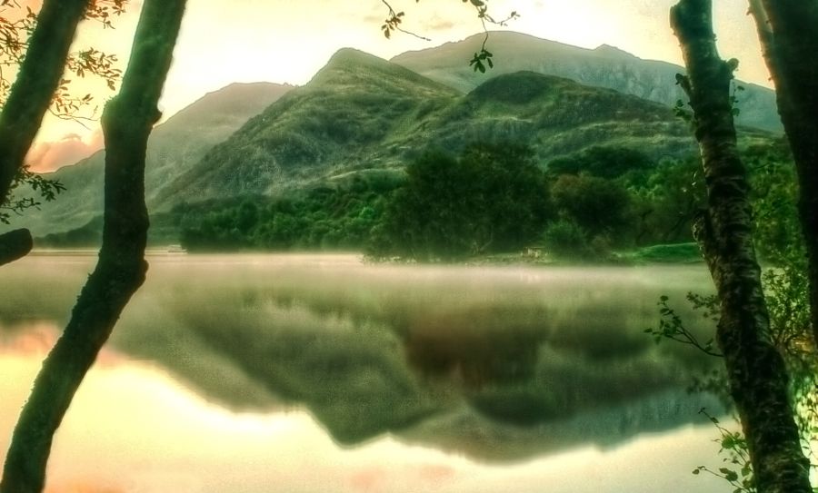 Sunrise at Llyn Padarn with Snowdon in background