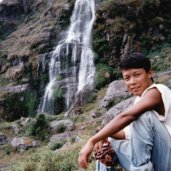 Waterfall in the Ganesh Himal region of the Nepal Himalaya
