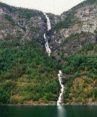 Waterfall in Sogne Fjord in Norway
